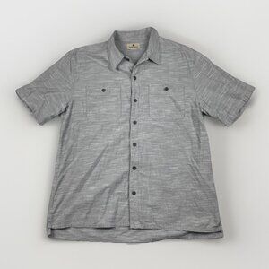 Woolrich Button Down Shirt Men's Large Short Sleeve Summer Outdoor Retro Gray
